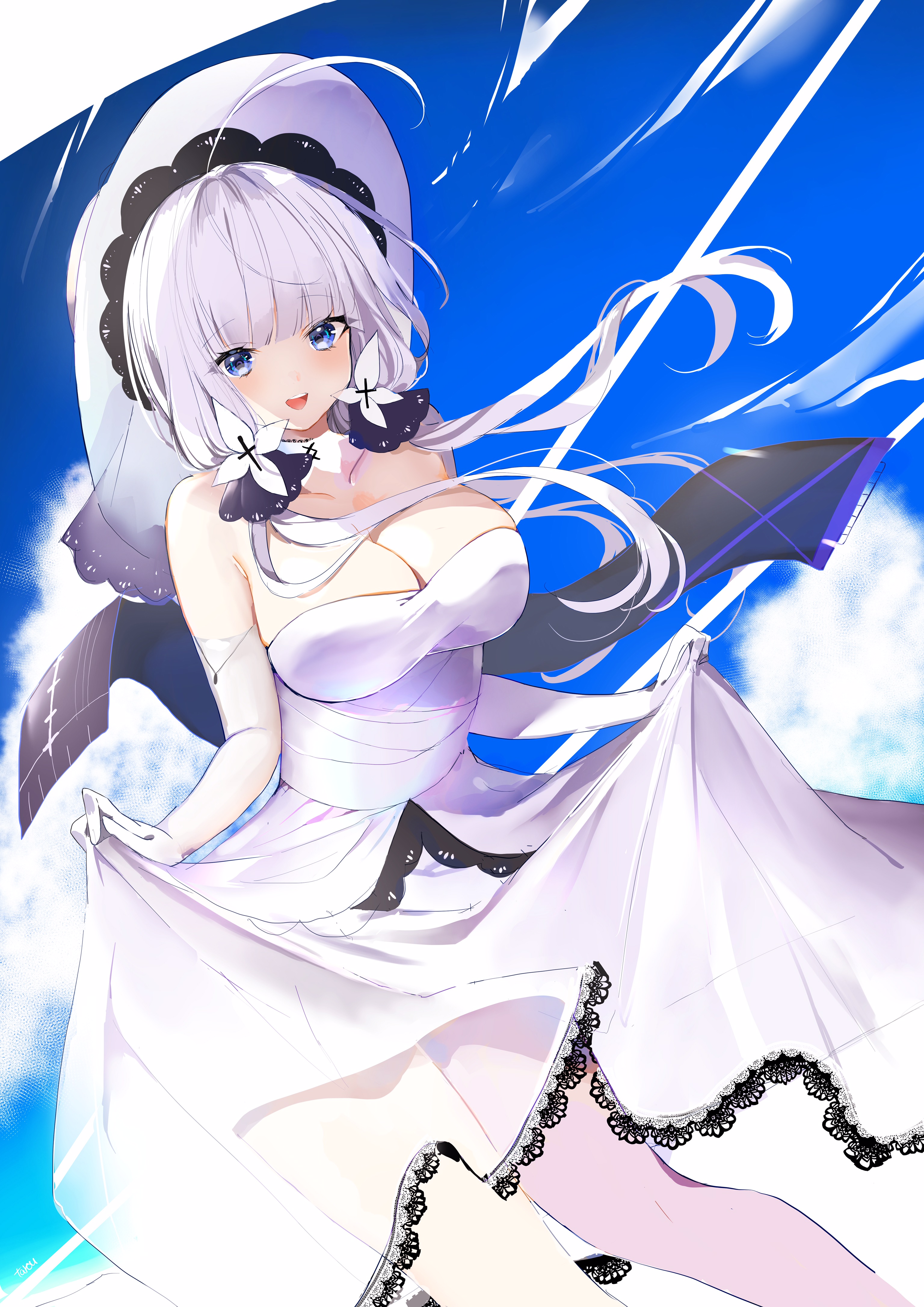 Hoeru Tarou Azur Lane Illustrious Azur Lane Cleavage Dress No Bra See